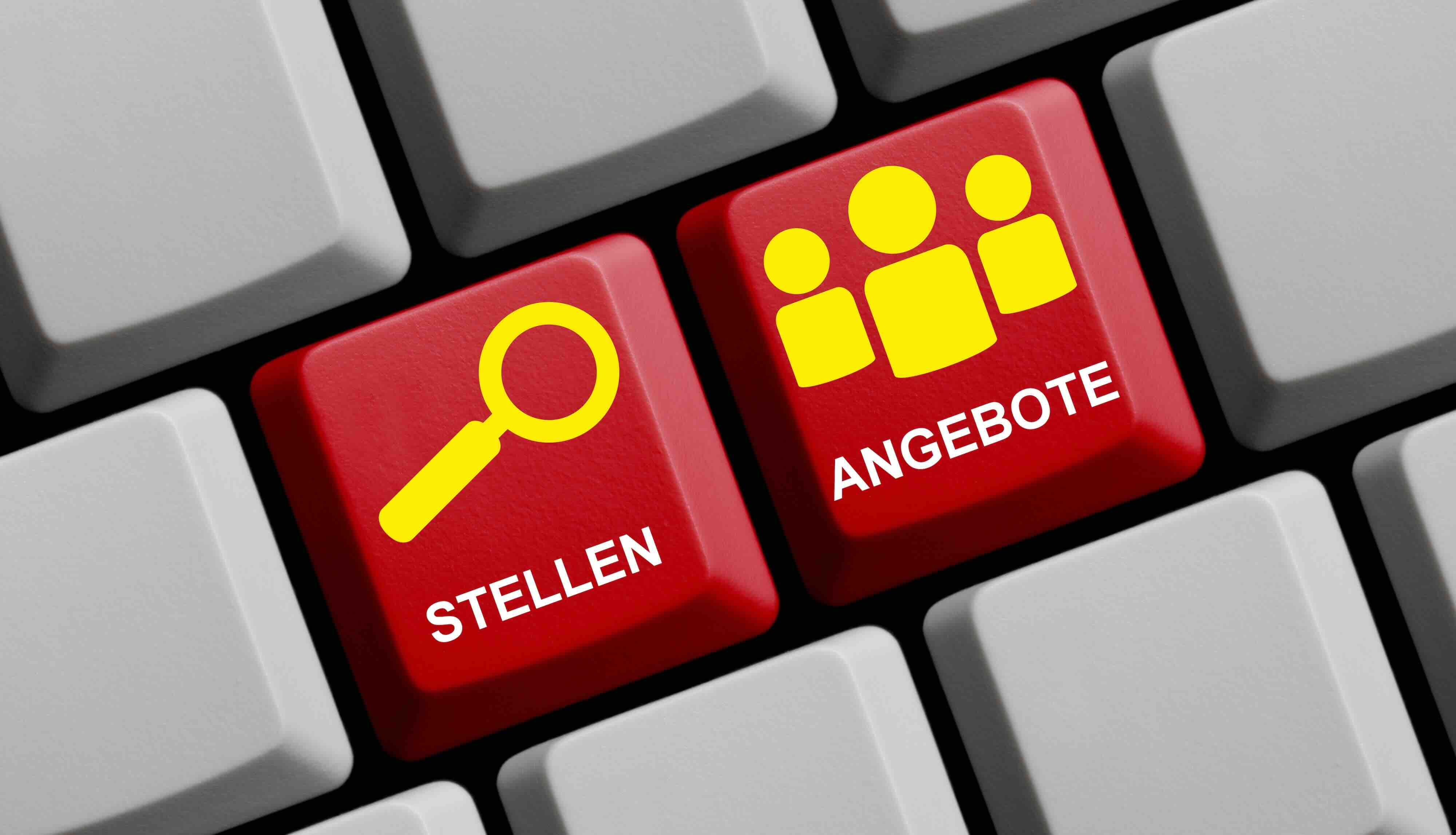 Tastatur zeigt Stellenangebote online